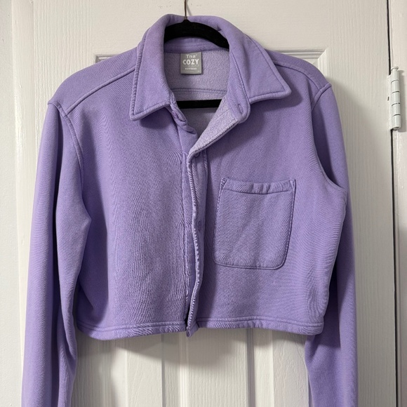 Aritzia TNA cozy boyfriend fleece cropped sweatshirt - Picture 1 of 4